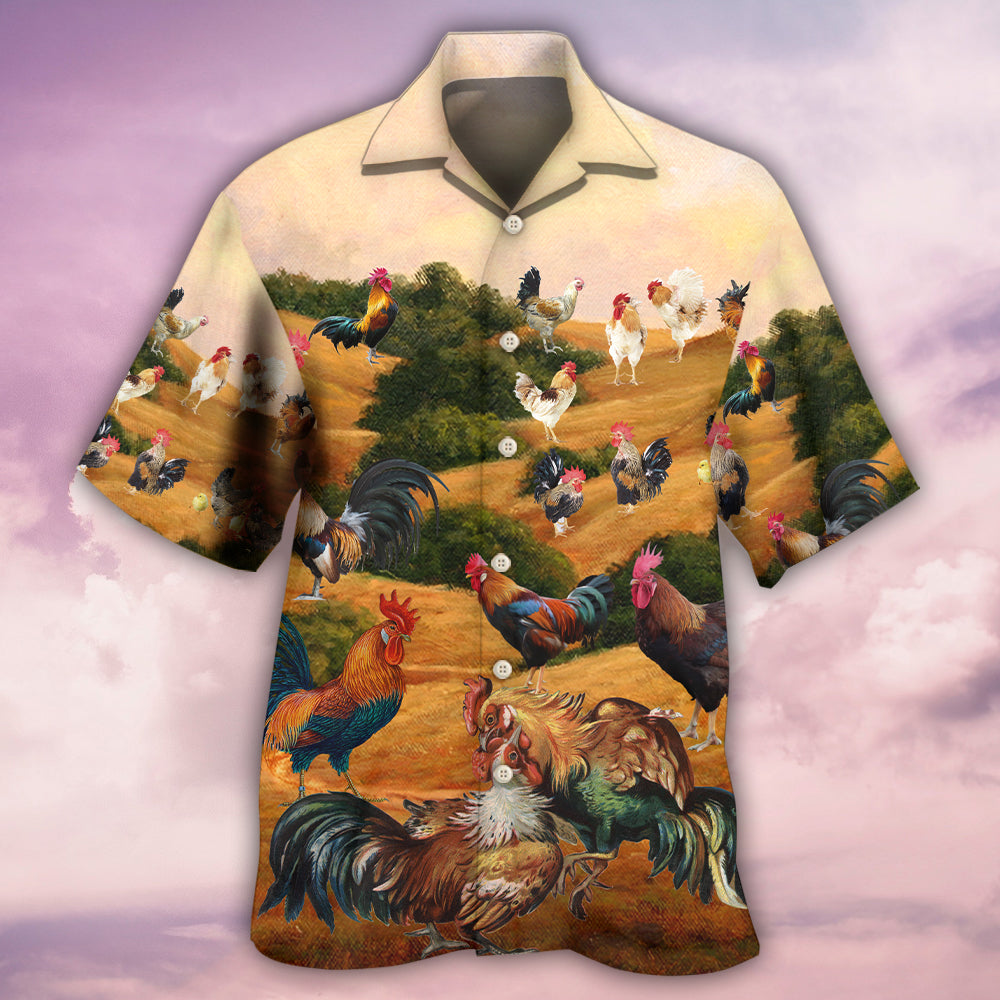 Autumn Chicken And Farm Life Hawaiian Shirt With All Over Print For Tropical Escapes Resort Wear And Outdoor Celebrations