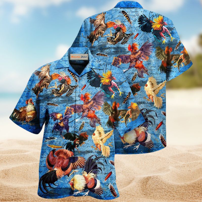 Rooster Fighting Hawaiian Shirt For Resort Trips, Coastal Parties, And Warm Weather Style