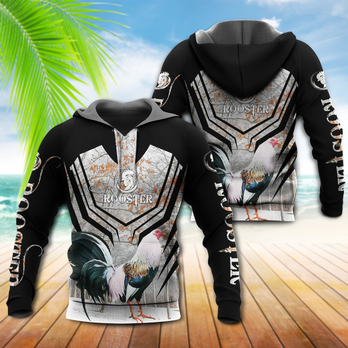 Rooster Calm Fierce Hoodie For Rustic Casual Looks Seasonal Events And Gift Ideas