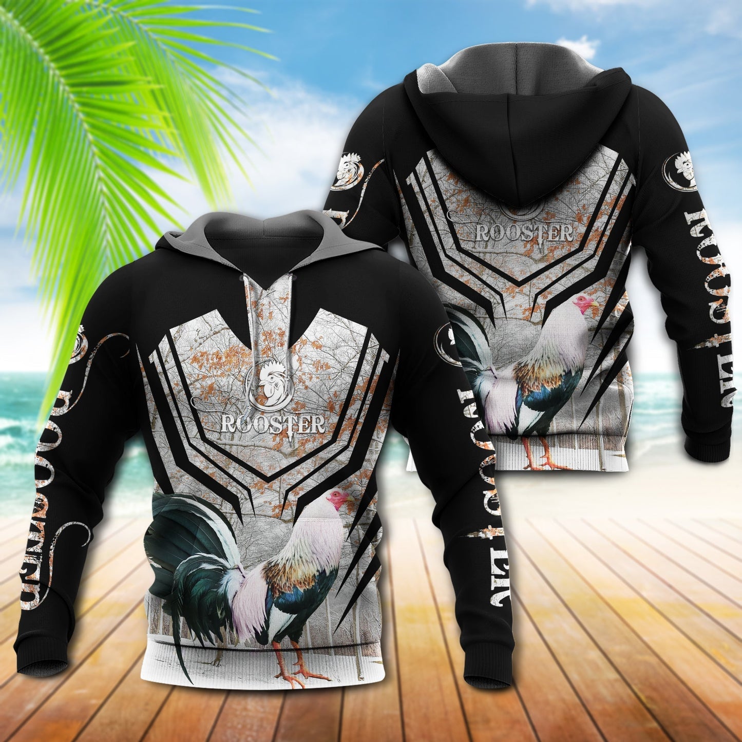 Rooster Calm Fierce Hoodie For Rustic Casual Looks Seasonal Events And Gift Ideas