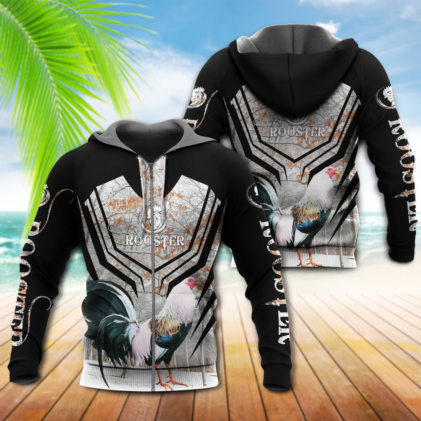 Rooster Calm Fierce Hoodie For Rustic Casual Looks Seasonal Events And Gift Ideas