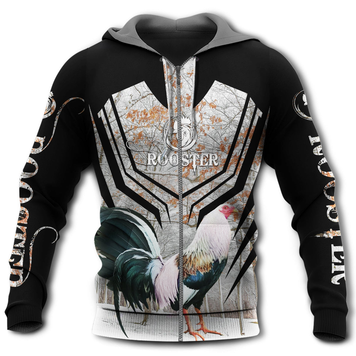 Rooster Calm Fierce Hoodie For Rustic Casual Looks Seasonal Events And Gift Ideas