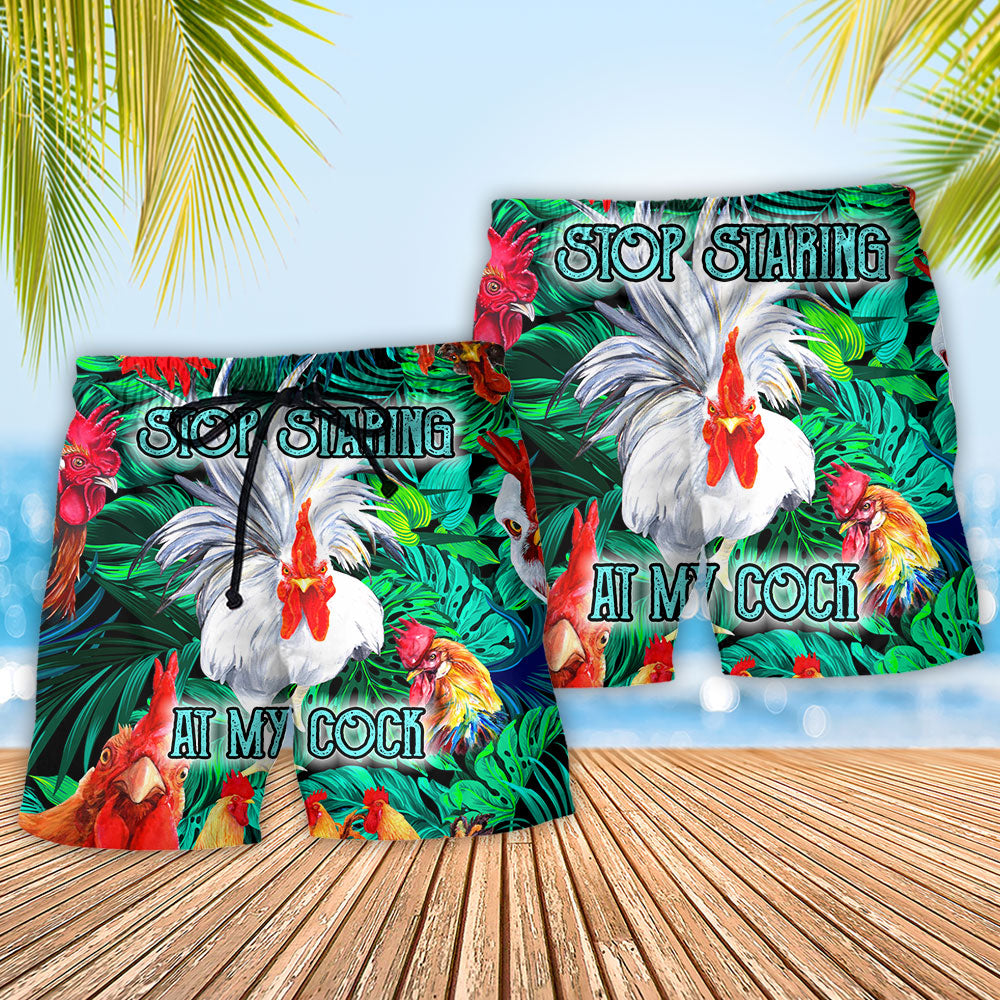 Rooster Farm Beach Shorts Pattern Detail For Warm Weather Comfort And Laid Back Daily Wear