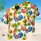 Rooster Hen Sunflower Hawaiian Shirt For Coastal Travel, Casual Events, And Comfortable Summer Wear