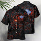Floral Rose Burning Hawaiian Shirt Pattern Detail For Summer Holidays And Outdoor Fun