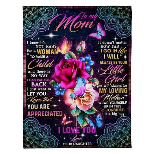 Rose I Love You With All My Heart My Loving Mother Flannel Blanket For Cozy Bedroom Sofa Decor