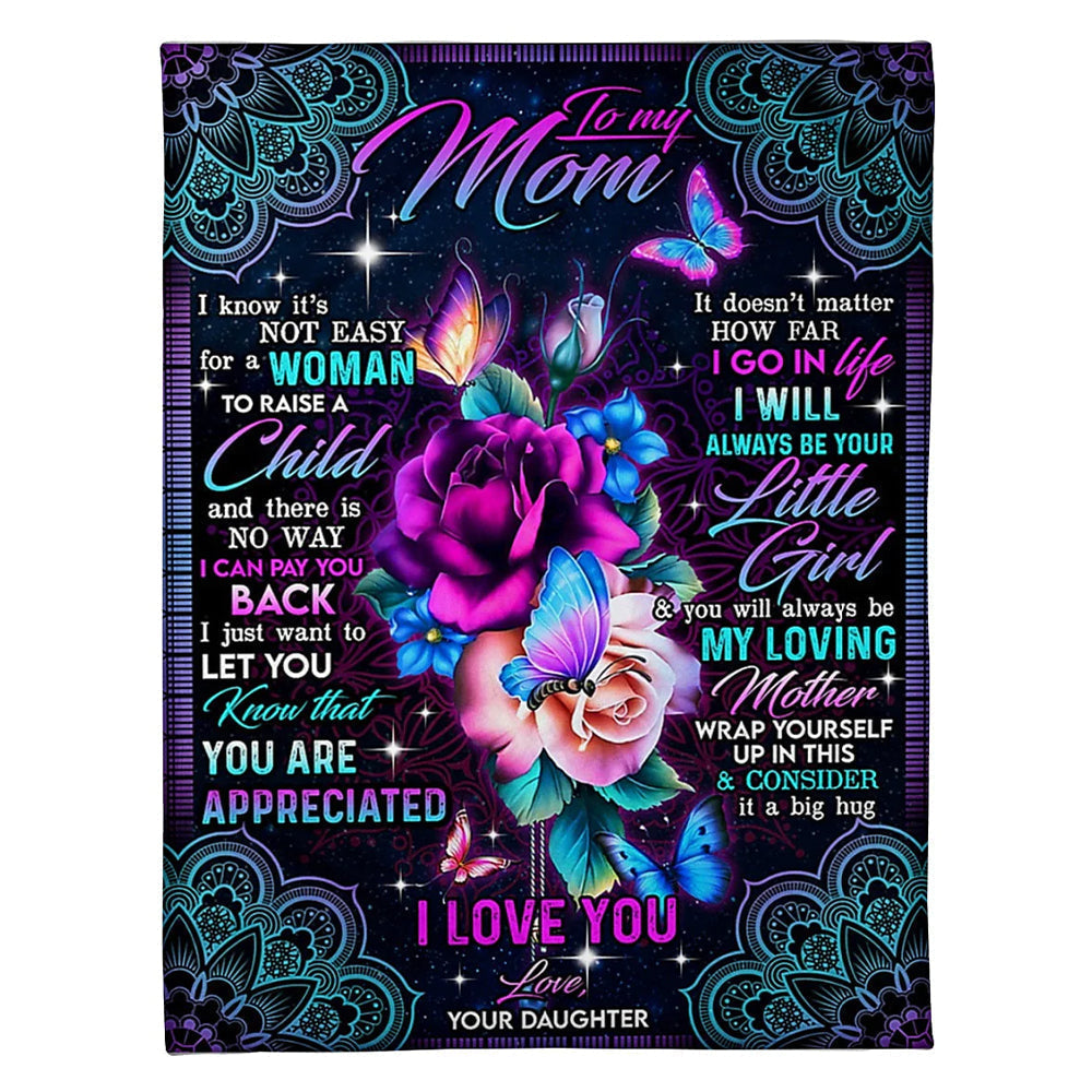 Rose You Will Always Be My Loving Mother Big Hug Flannel Blanket For Cozy Bedroom Sofa Decor