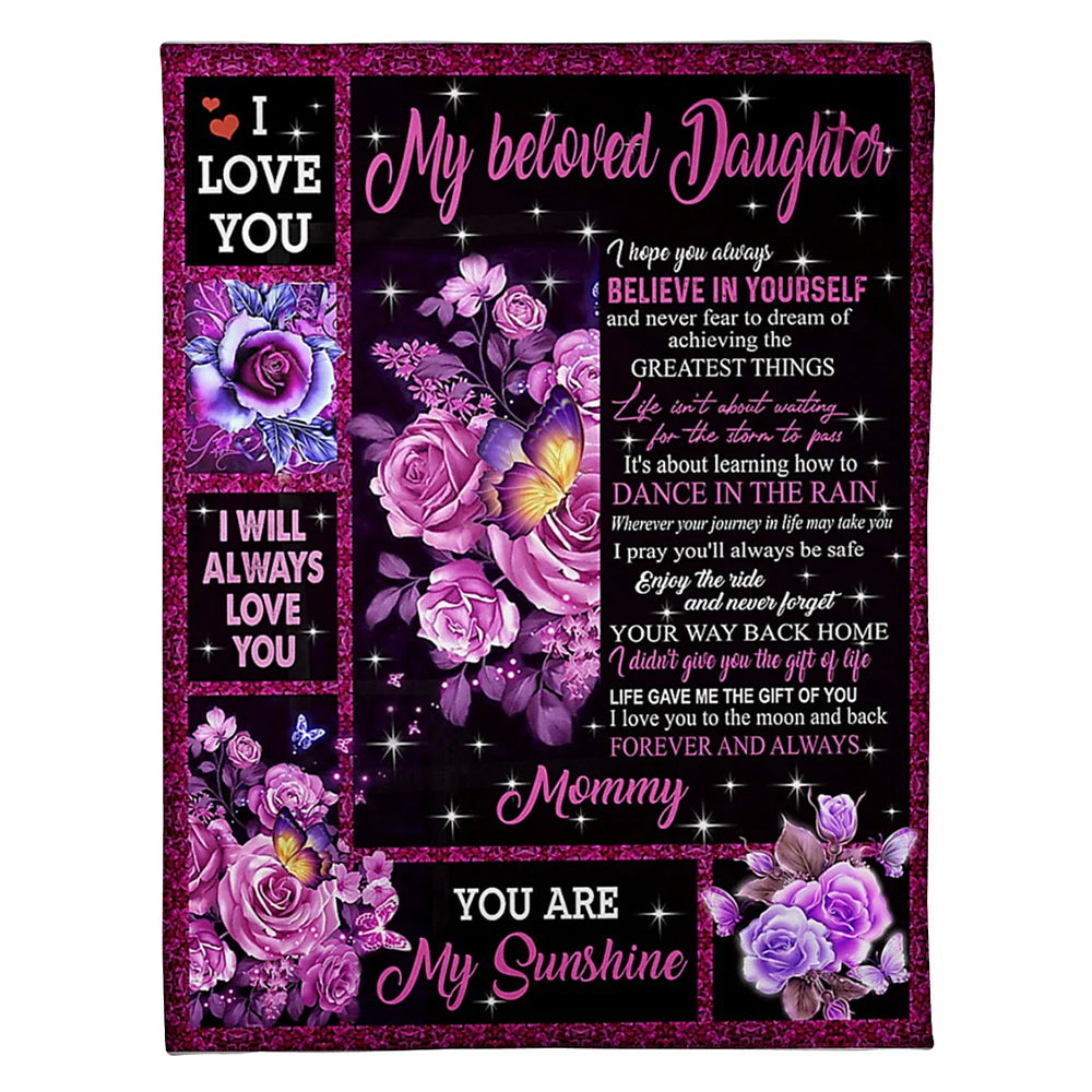 Rose Your Way Back Home Daughter Gift Flannel Blanket For Cozy Bedroom Sofa Decor