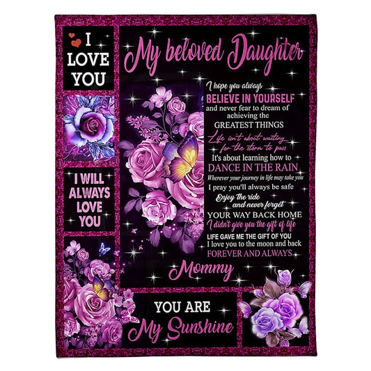 Rose Your Way Back Home Daughter Gift Flannel Blanket For Cozy Bedroom Sofa Decor