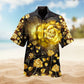 Floral Roses Gold Hawaiian Shirt For Resort Trips, Coastal Parties, And Warm Weather Style