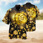 Floral Roses Gold Hawaiian Shirt For Resort Trips, Coastal Parties, And Warm Weather Style