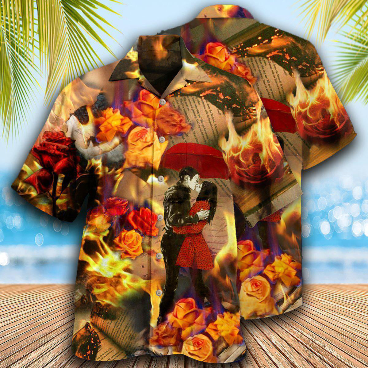 Rose Floral Hawaiian Shirt With All Over Print For Coastal Vacations Warm Weather Events And Daily Style
