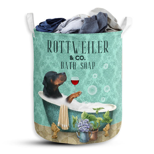 Rottweiler Dog And Bath Soap Laundry Basket For Bathroom Bedroom Storage