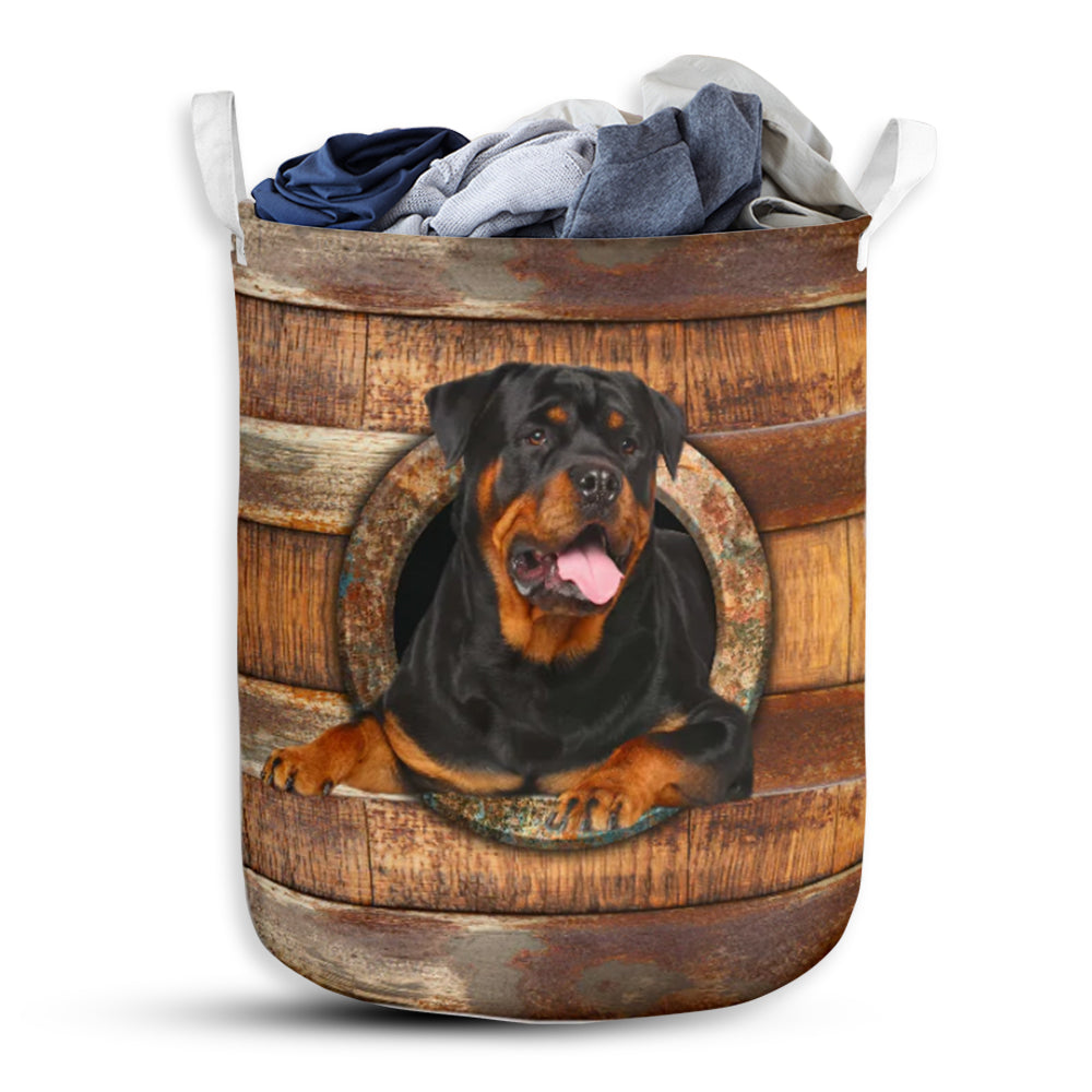Rottweiler Wood Vintage Style Laundry Basket For Bathroom Bedroom Storage