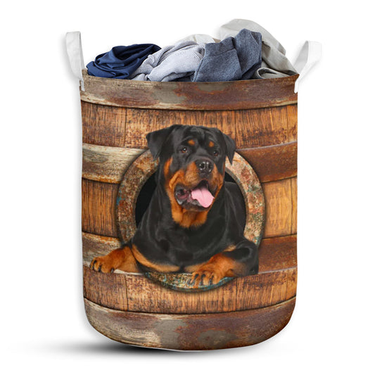 Rottweiler Wood Vintage Style Laundry Basket For Bathroom Bedroom Storage
