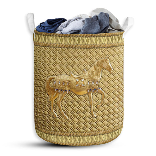 Horse Royal Yellow Style Laundry Basket For Bathroom Bedroom Storage