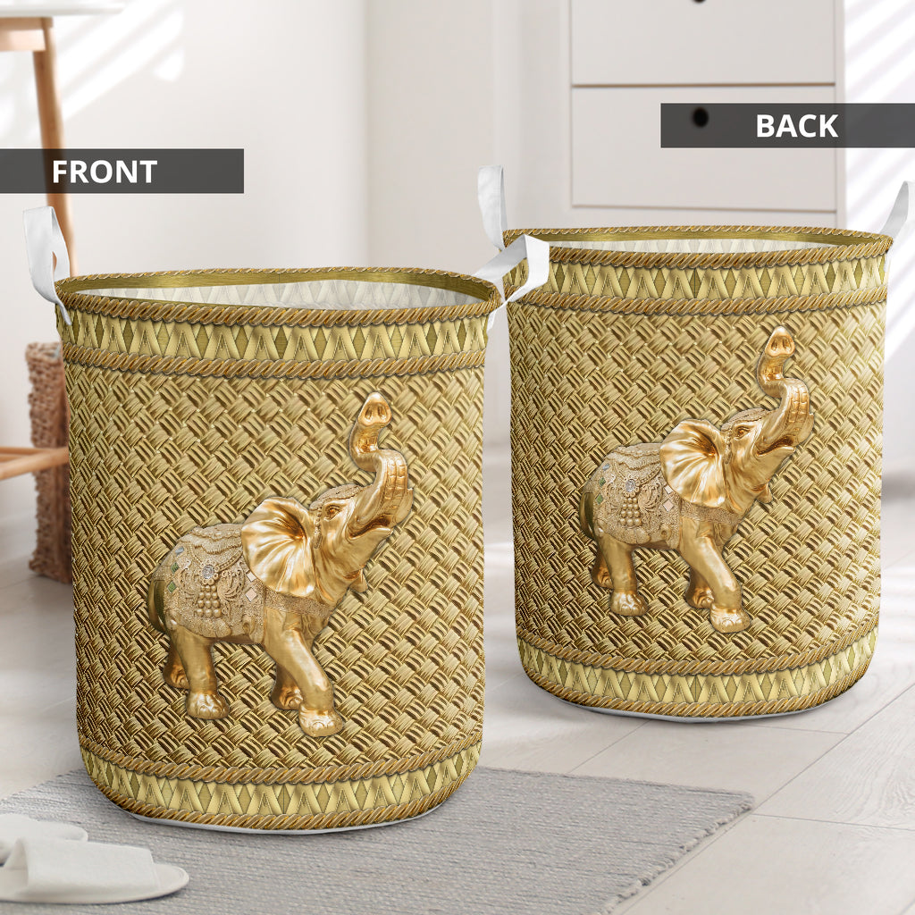 Elephant Royal Yellow Style Laundry Basket For Room Home Organizer