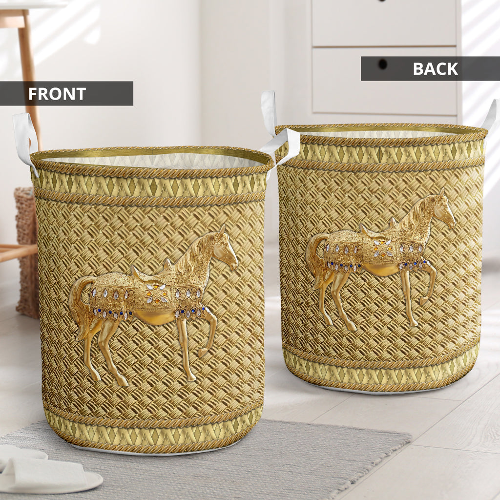 Horse Royal Yellow Style Laundry Basket For Room Home Organizer