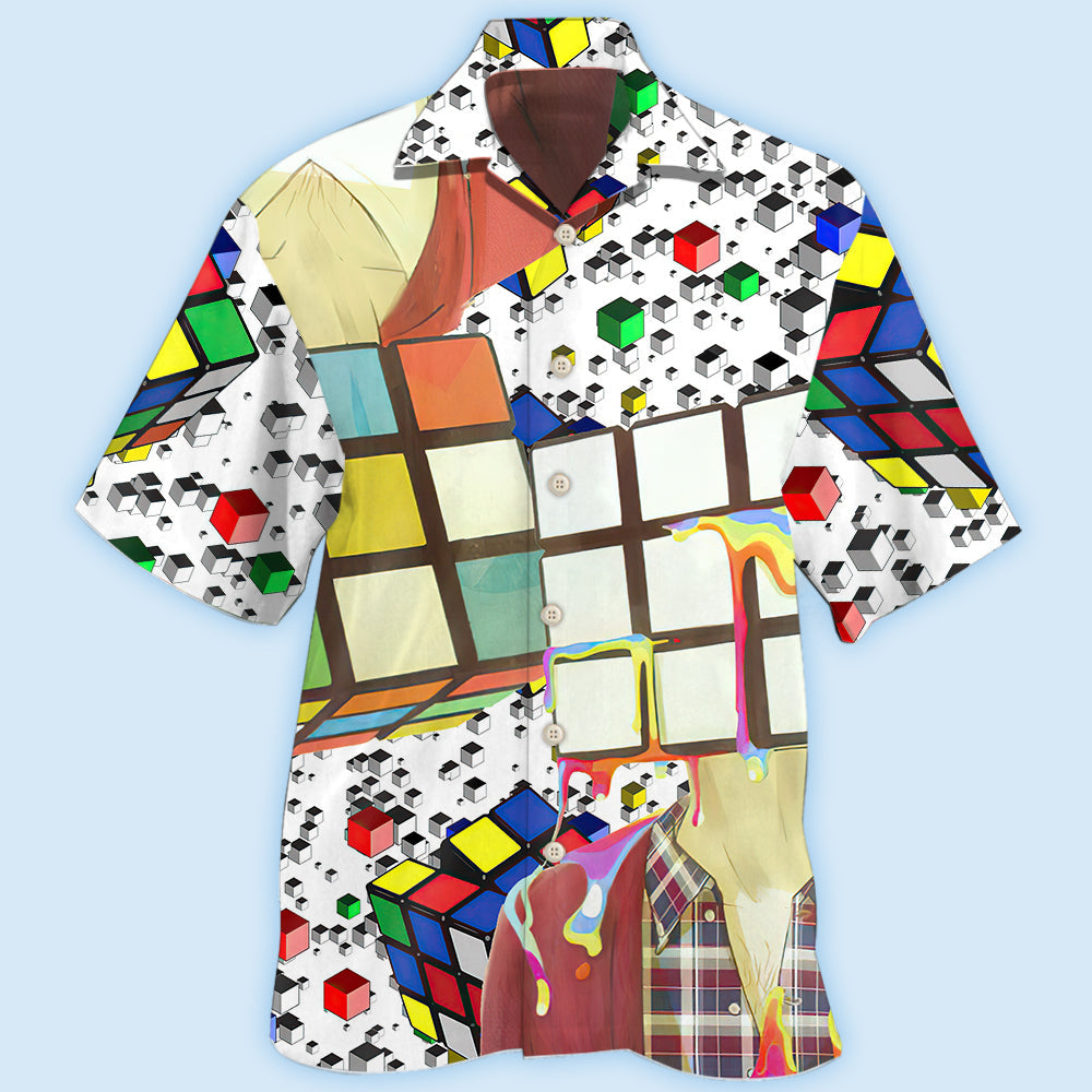 Geometric Puzzle Hawaiian Shirt For Coastal Travel, Casual Events, And Comfortable Summer Wear