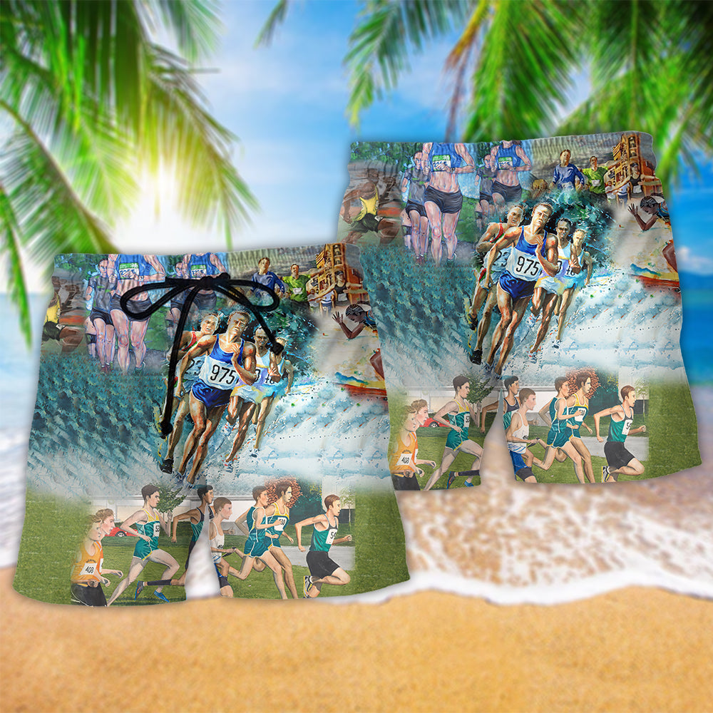 Run For Earth Environmental Message Beach Shorts For Summer Vacation And Coastal Travel