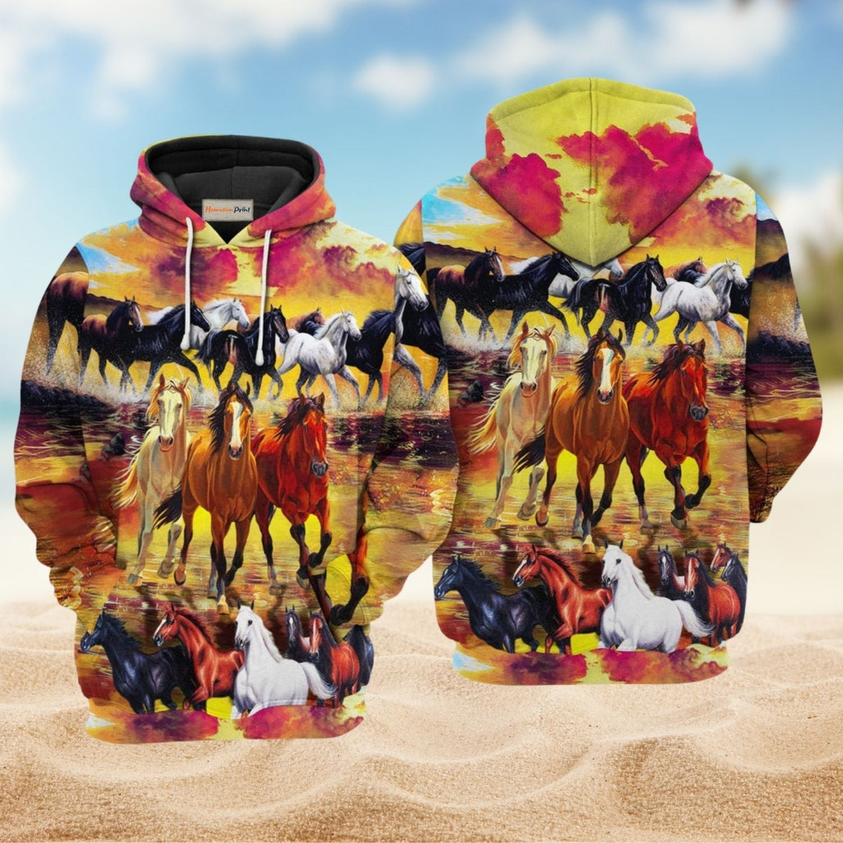 Colorful Running Horse Hoodie For Western Casual Wear Travel And Thoughtful Gifting