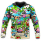 Colorful Running Flamingos Hoodie For Casual Activities Seasonal Outings And Gift Ideas