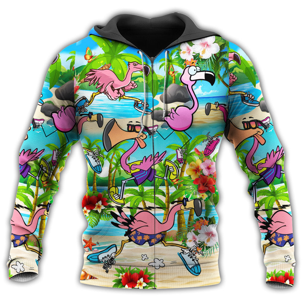 Colorful Running Flamingos Hoodie For Casual Activities Seasonal Outings And Gift Ideas