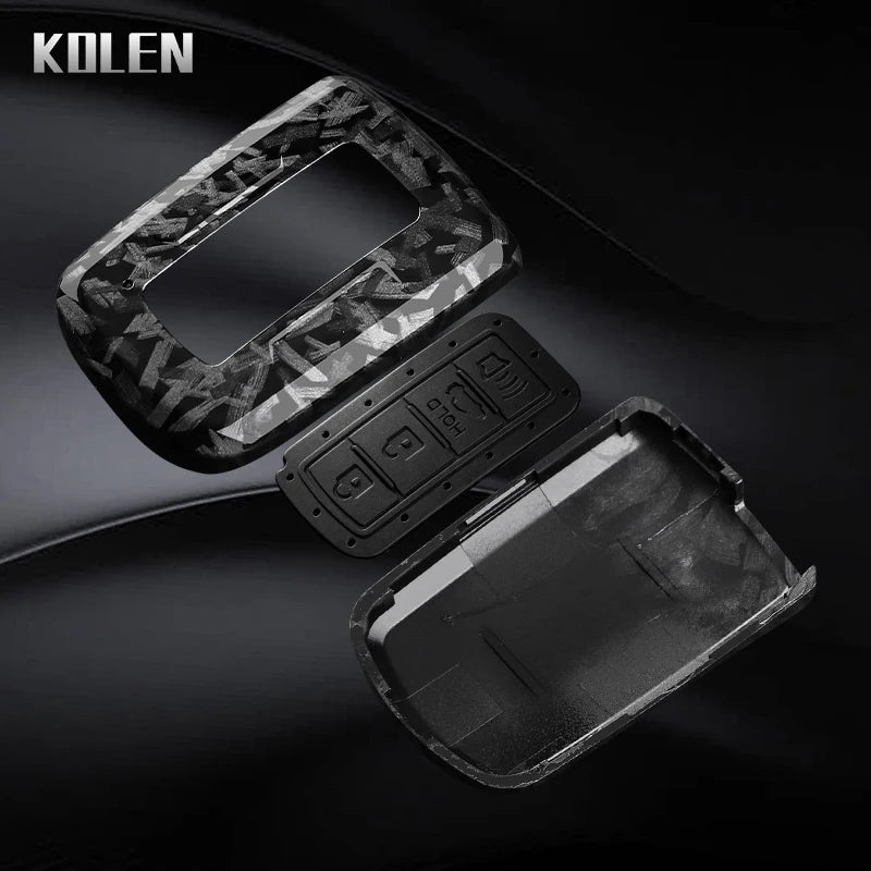 Car Key Cover Compatible with Toyota Prius Plus Auris Camry RAV4 Corolla Avalon Highlander CHR Land Cruiser – Carbon Fiber Style
