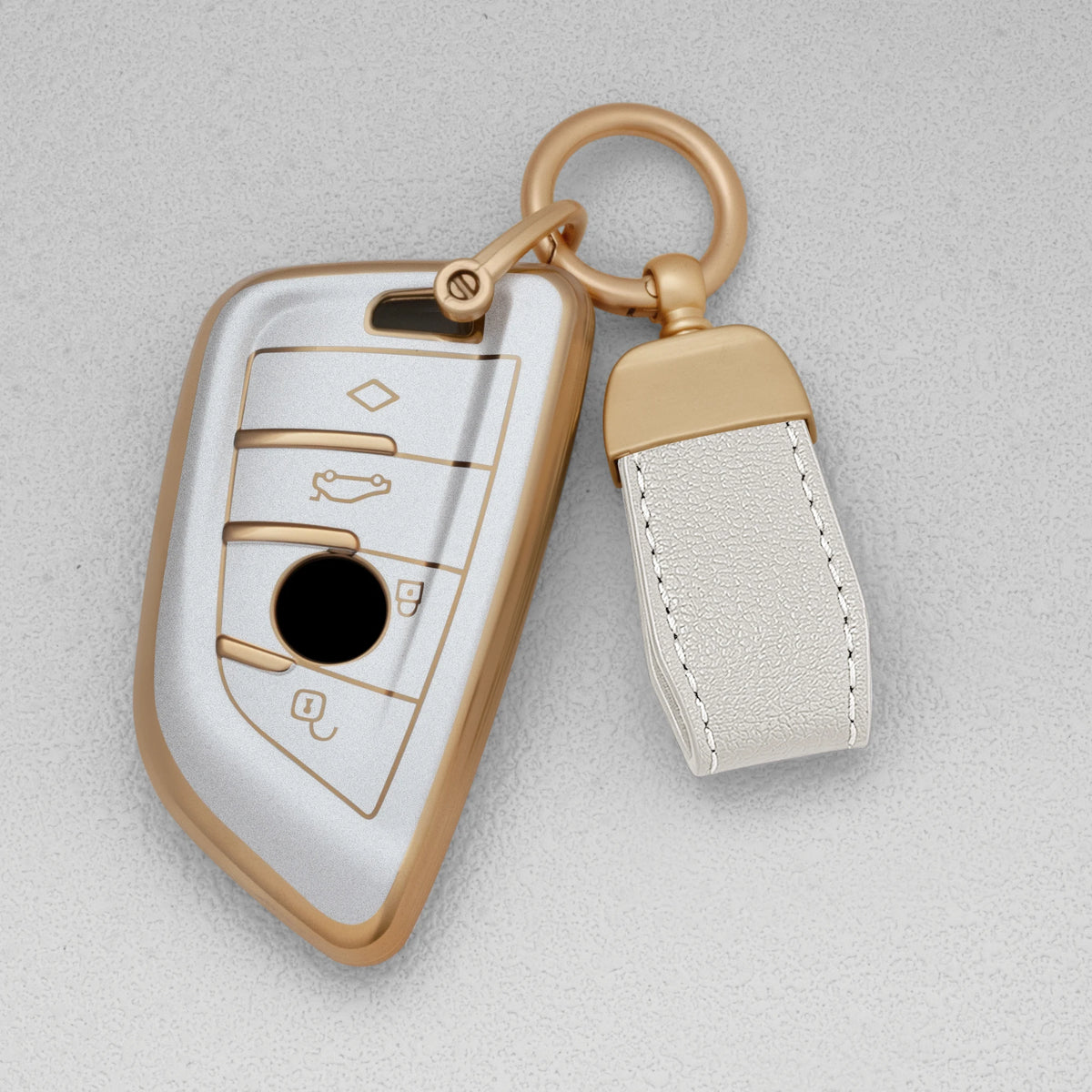 Quicksand Gold TPU Car Key Fob Cover for BMW X1, X3, X5, X6, X7 & 1, 3, 5, 6, 7 Series – G20, G30, G11, F15, F16, G01, G02, F48