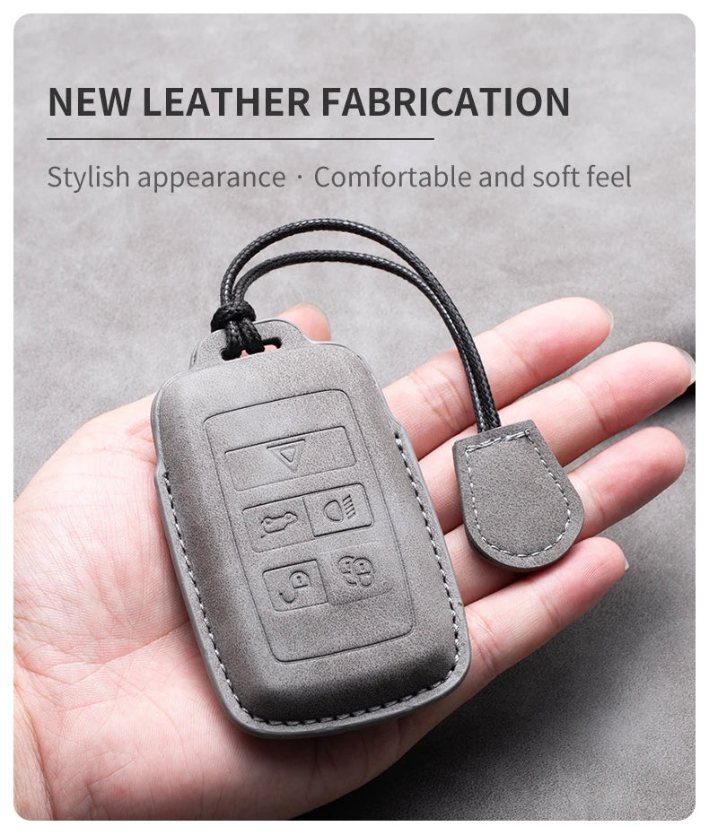 Leather Remote Key Fob Case Compatible with Land Rover Range Rover Sport, Evoque, Freelander
