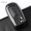 Car Key Cover Compatible with Volkswagen (VW) Polo Tiguan Passat B5 B6 B7 Golf 4 5 6 MK6 Jetta Lavida – Carbon Fiber Style