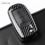 Car Key Cover Compatible with Volkswagen (VW) Polo Tiguan Passat B5 B6 B7 Golf 4 5 6 MK6 Jetta Lavida – Carbon Fiber Style