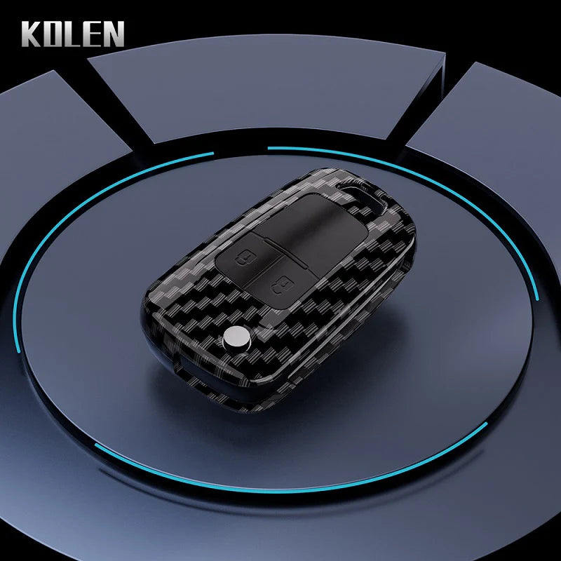 Car Key Cover Compatible with Chevrolet Cruze Aveo Trax Sail Malibu Captiva; Opel/Vauxhall Astra J Corsa Insignia Mokka – Carbon Fiber Style