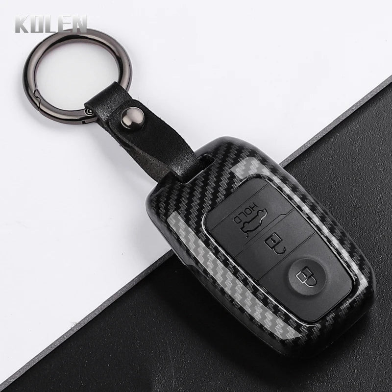 Car Key Cover Compatible with Kia Sportage Cerato Optima K2 K3 K4 K5 Rio Picanto Soul Sorento Sedona – Carbon Fiber Style