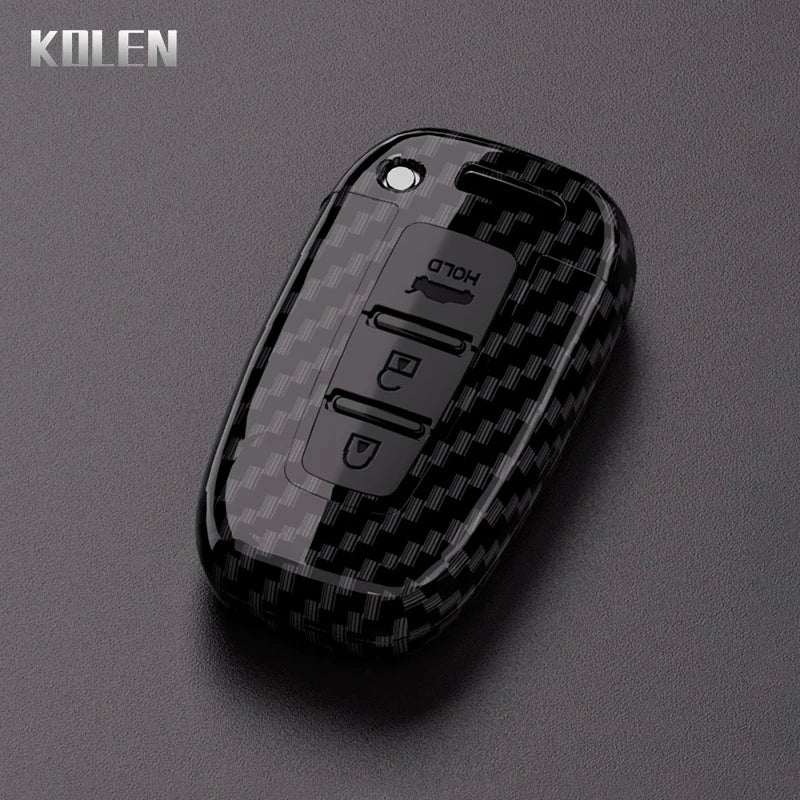Car Key Cover Compatible with Hyundai ix35 Elantra Sonata 8 9; Kia Sportage K5 K2 Sorento Optima Forte – Carbon Fiber Style