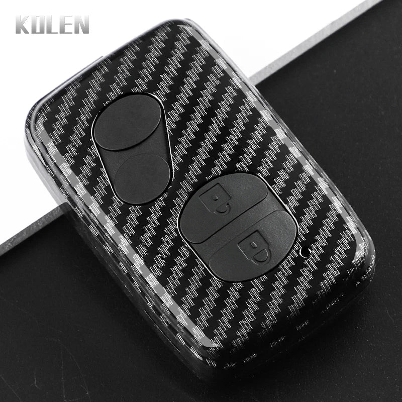 Car Key Cover Compatible with Toyota Aqua RAV4 Land Cruiser Camry Prado Corolla Prius – Carbon Fiber Style