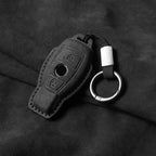 Suede Car Key Fob Case Compatible with Mercedes-Benz E-Class, C-Class, S-Class, GLC, E200, E400, E63, W213, S550, S560, C260, A200