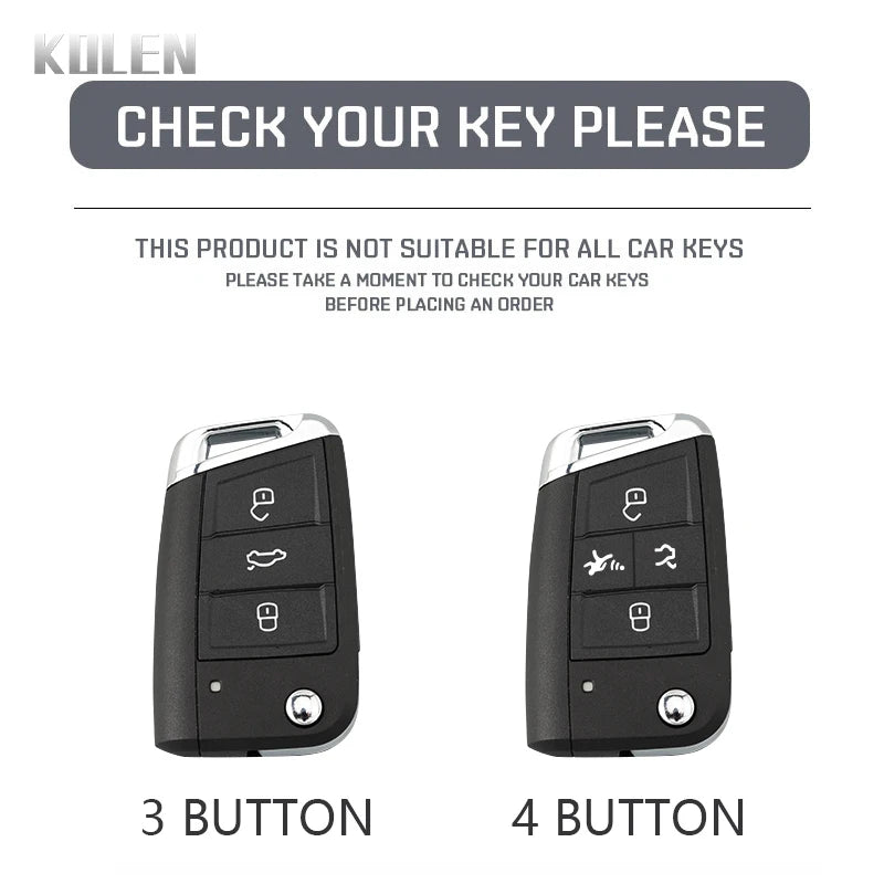 Car Key Cover Compatible with Volkswagen (VW) Golf 7 MK7 Tiguan MK2; SEAT Ateca Leon FR 2 Ibiza – Carbon Fiber Style
