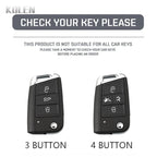 Car Key Cover Compatible with Volkswagen (VW) Golf 7 MK7 Tiguan MK2; SEAT Ateca Leon FR 2 Ibiza – Carbon Fiber Style