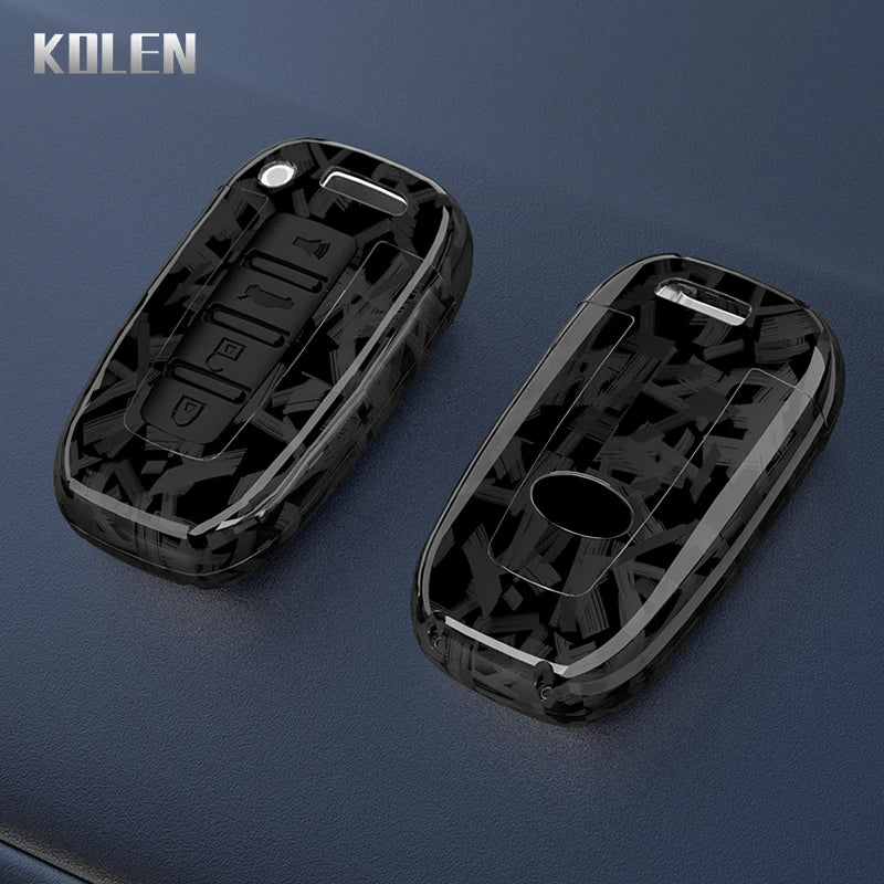 Car Key Cover Compatible with Hyundai ix35 Elantra Sonata 8 9; Kia Sportage K5 K2 Sorento Optima Forte – Carbon Fiber Style