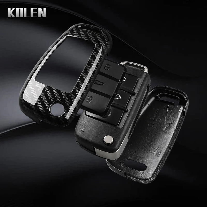 Car Key Cover Compatible with Audi C6 R8 A1 A3 Q3 A4 A5 Q5 A6 S6 A7 B6 B7 B8 8P 8V 8L TT RS S Line – Carbon Fiber Style