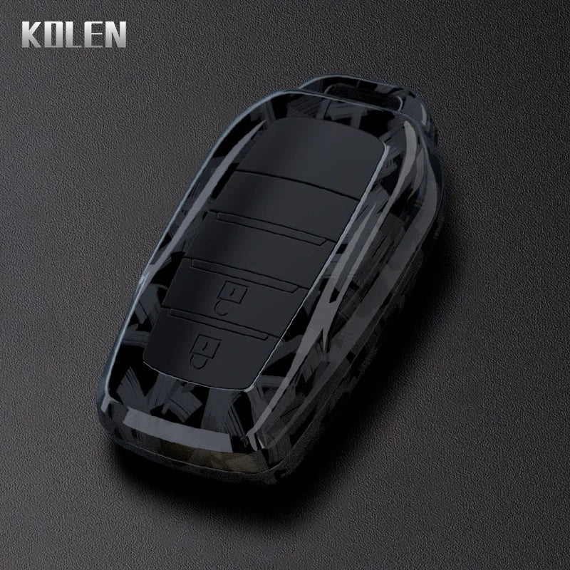 Flip Key Cover Compatible with Toyota Sienna RAV4 Crown Hilux Fortuner Camry Land Cruiser Prado Venza – Carbon Fiber Style