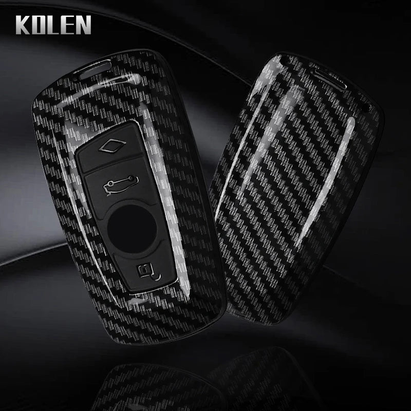 Car Key Cover Compatible with BMW 1 3 5 7 Series X1 X3 X4 X5 F10 F15 F16 F20 F30 F18 F25 M3 M4 – Carbon Fiber Style