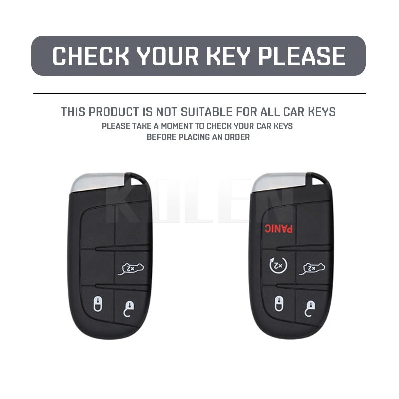 Car Key Cover Compatible with Jeep Renegade Grand Cherokee; Dodge Journey Charger; Chrysler 200 300 – Carbon Fiber Style