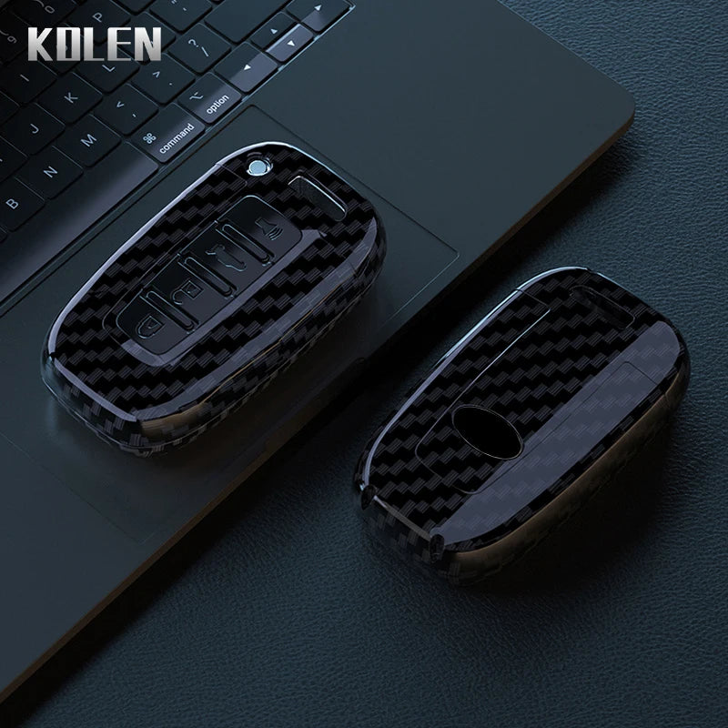 Car Key Cover Compatible with Hyundai ix35 Elantra Sonata 8 9; Kia Sportage K5 K2 Sorento Optima Forte – Carbon Fiber Style