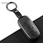 Car Key Cover Compatible with Jeep Renegade Grand Cherokee; Dodge Journey Charger; Chrysler 200 300 – Carbon Fiber Style