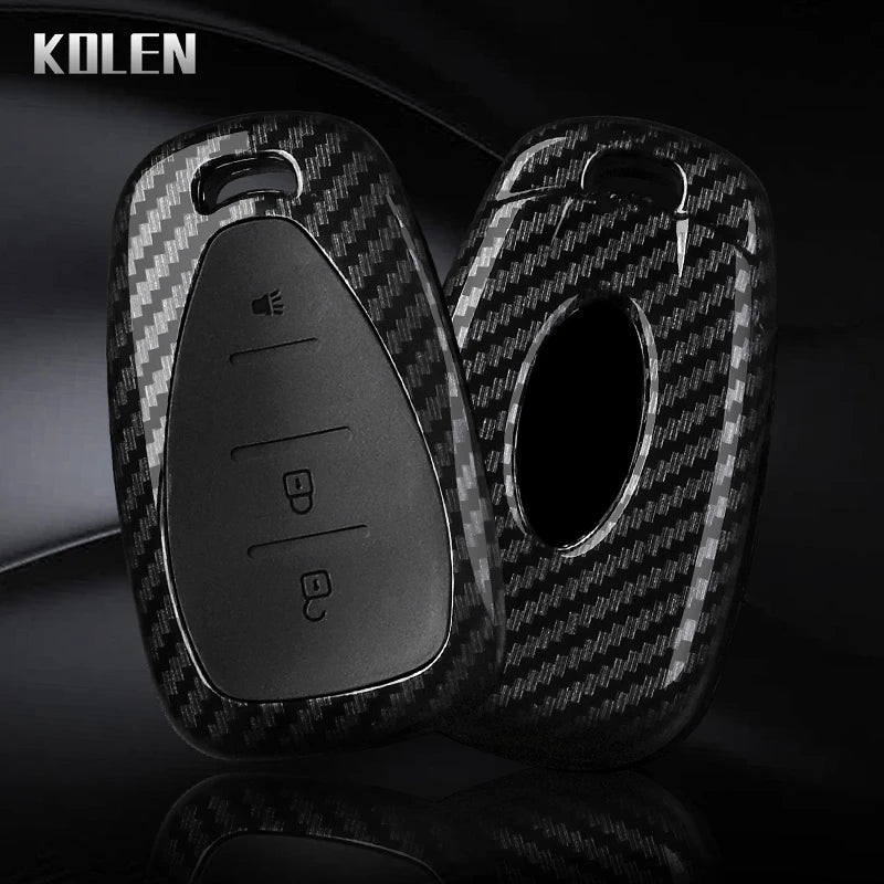 Car Key Cover Compatible with Chevrolet Malibu Blazer Traverse Onix Equinox Volt Bolt Trax Orlando Cruze Spark Camaro – Carbon Fiber Style