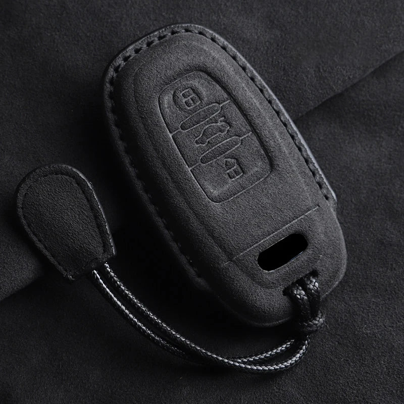 Suede Car Key Fob Cover Compatible with Audi A1, A3, 8V, A4, B8, B9, A5, A6, C7, A7, A8, Q3, Q5, Q7, S4, S6, S7, S8, R8, TT