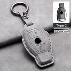 Leather Car Key Cover Compatible with Mercedes-Benz A-Class, C-Class, E-Class, S-Class, G-Class, GLC, CLE, CLA, W177, W205, W213, W222, X167, AMG