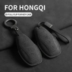 Suede Smart Remote Key Fob Cover Compatible with Hongqi HS5, H5, H6, H9, EH7, HS7, H7, L5, HS3, L9, HQ9